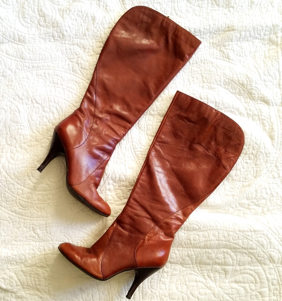 Nine West Tobacco Leather Knee High Boots